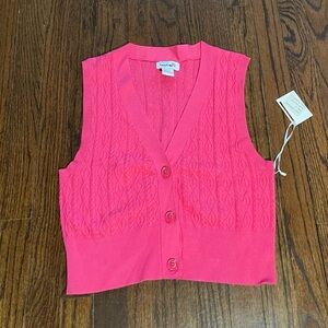 Pink Cropped Sweater Vest